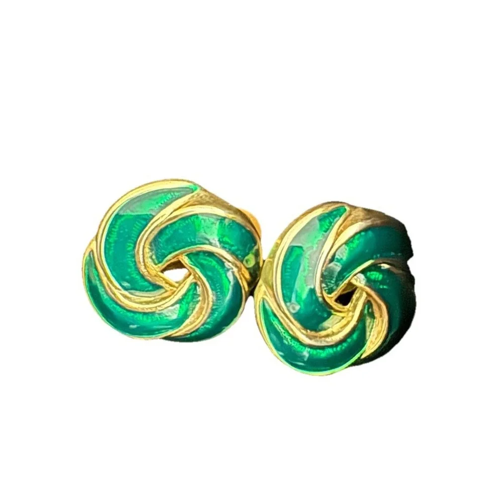 Lot Of 4 Pairs of Vintage Clip On Earrings - Pearl, Emerald Green, Purple